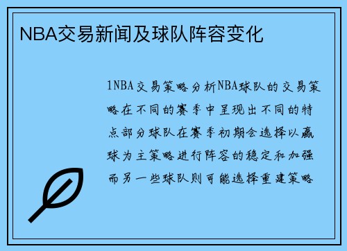 NBA交易新闻及球队阵容变化